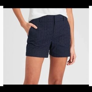 Women's Blue Eyelet Embroidered Summer Short/ 18
